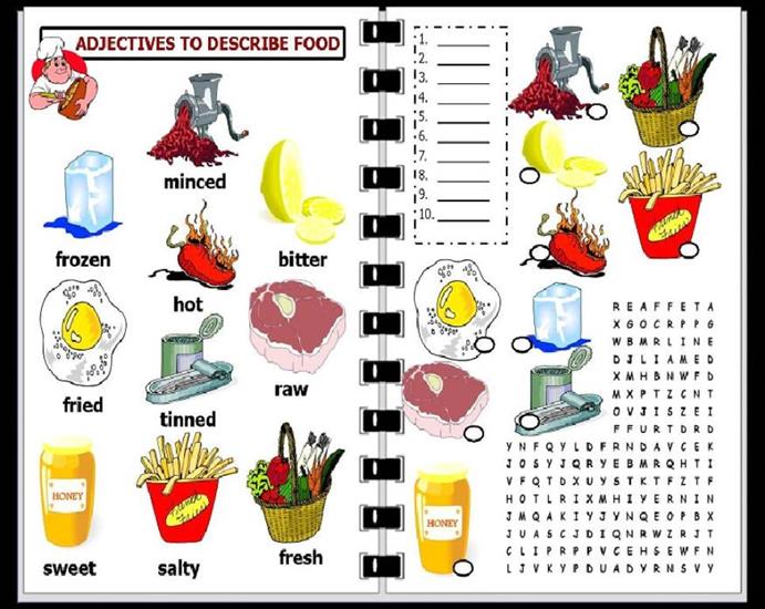 Picture worksheets - Adjectives to describe food.jpg